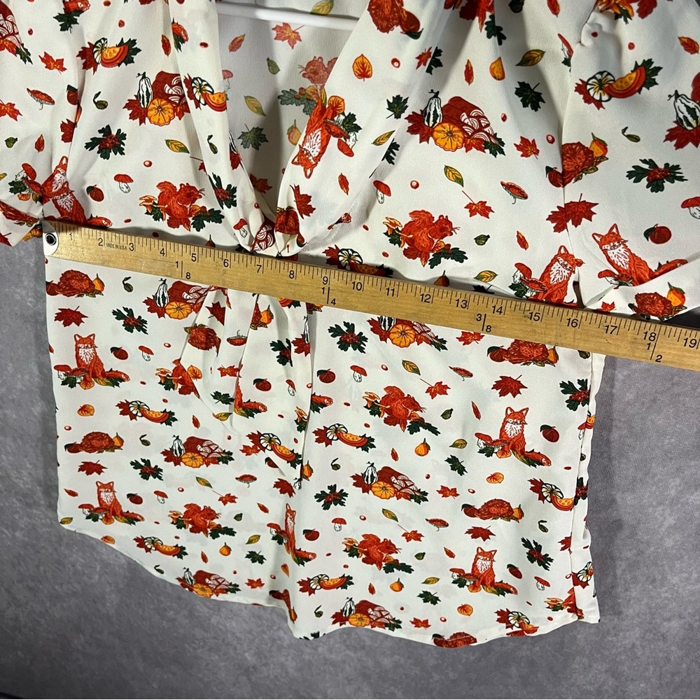 🔺SOLD🔺 ModCloth Polished Playful Tie-Neck Blouse White Harvest Autumn Fall Small - Picture 4 of 6